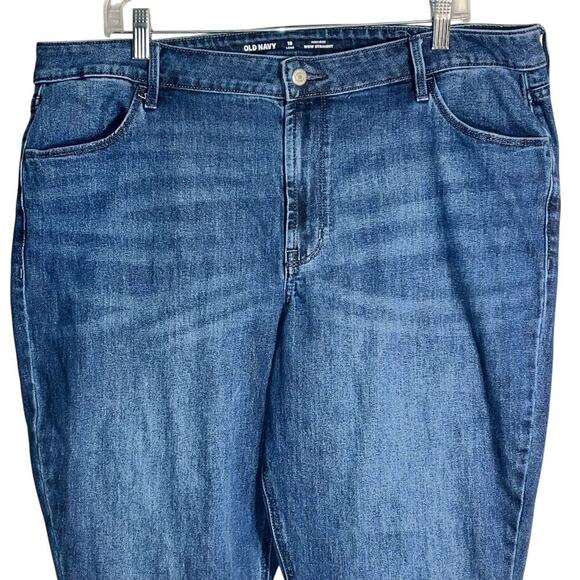 Old Navy Wow Straight High Rise Jeans Sz 18 Long Blue Stretch Denim Classic Fit - Picture 2 of 7